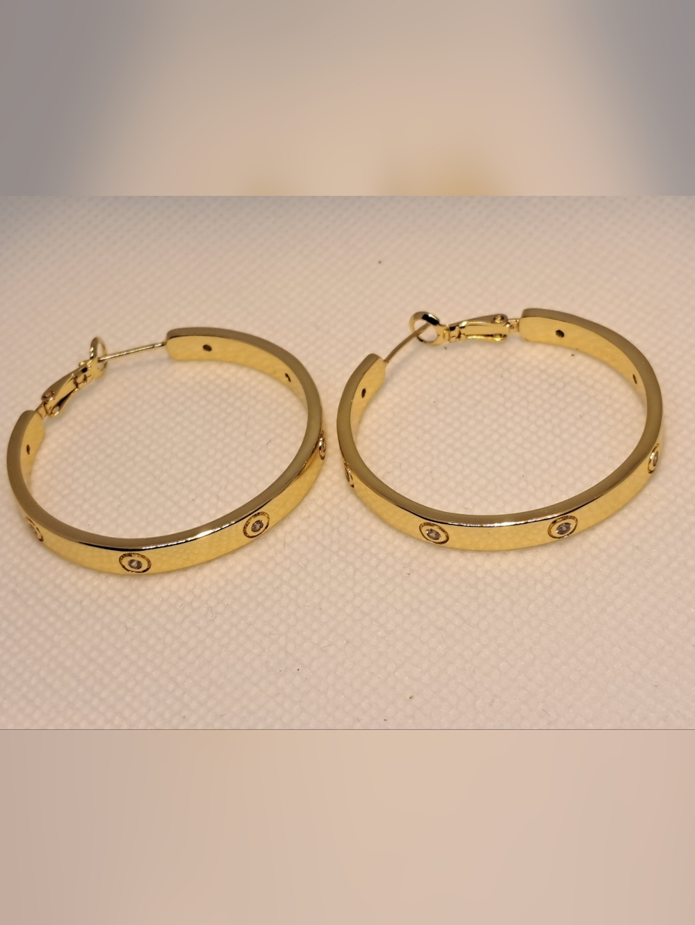 Amazon Gold Tone Hoop Earrings with Crystal Accents